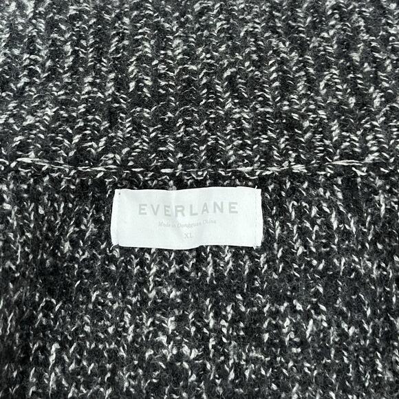 /EVERLANE Womens 100% Wool Full Zip Thick Knit Cardigan Size XL Black Heathered - Picture 6 of 8